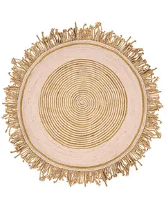 Round Jute Area Rug 140 cm Beige GODEKLI