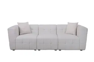 3 Seater Sofa Settee White Boucle Teddy Fabric Birlea Cloud