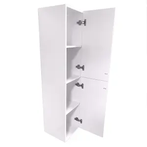 Rinse Bathrooms 1400mm Wall Mounted Tall Bathroom Cabinet 2 Doors Soft Close Bathroom Furniture Storage Cupboard Gloss White