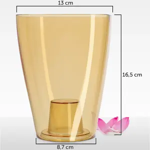 Plant Orchid Pot Plastic  Gloss Oval Planter 12 cm Honey transparent Square