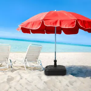 Black Adjustable Parasol Base - Outdoor Waterproof Sun Shade Weight Stand for Garden and Beach Fillable with Water or Sand