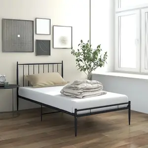 Berkfield Bed Frame Black Metal 90x200 cm