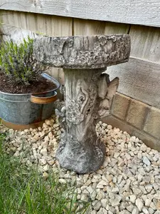 Fairy Bird Bath Stone Statue Outdoor Garden Ornament British Made Feeder