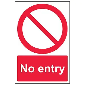 No Entry Prohibition Access Sign - Adhesive Vinyl - 200x300mm (x3)