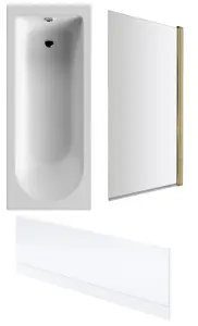 Round Single Ended Bath, Front Panel, Brushed Brass Screen - 1700 x 700mm