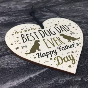 Red Ocean Funny Father's Day Gift Card Wooden Heart Best Dog Dad Gifts Humour Dog Gifts Keepsake