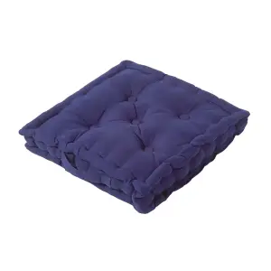 Homescapes Cotton Navy Blue Floor Cushion, 40 x 40 cm