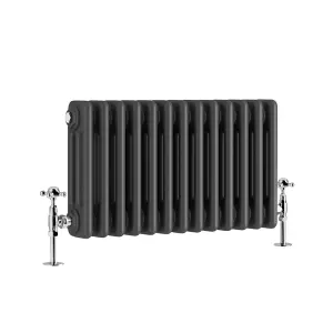 Right Radiators 300x607 mm Horizontal Traditional 3 Column Cast Iron Style Radiator Anthracite