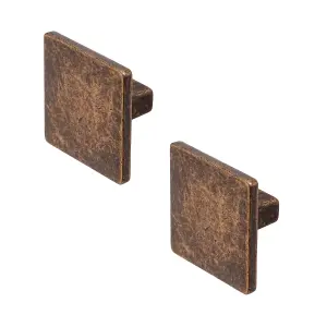 DecorAndDecor - CALLA Antique Copper Square Cabinet Knob Drawer Cupboard Kitchen Pull Handles - Pair