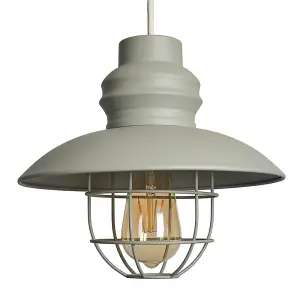 ValueLights Penglai Cement Ceiling Pendant Shade and B22 Pear LED 4W Warm White 2700K Bulb