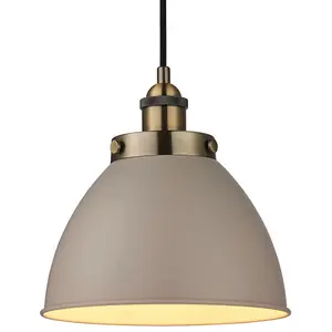 Hanging Ceiling Pendant Light GREY & TARNISHED BRASS Industrial Lamp Bulb Holder