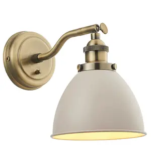 2 PACK Adjustable Industrial Wall Light Brass & Grey Shade Vintage Arm Lamp