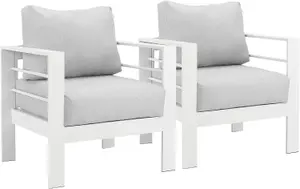 Wisteria Lane 2 Pieces Patio Furniture Aluminum Armchairs - White