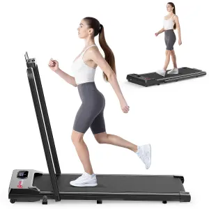 2 in 1 Folding Treadmill 1-6KM/H for Home Office-Black