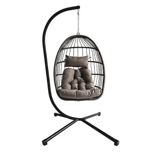 Grey Luxury Hanging Egg Chair with Cushion