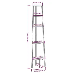 Berkfield 5-Tier Corner Shelf Dark Brown and Black 45.5x31.5x180 cm