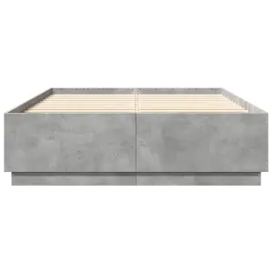 Berkfield Bed Frame with LED without Mattress Concrete Grey 160x200 cm