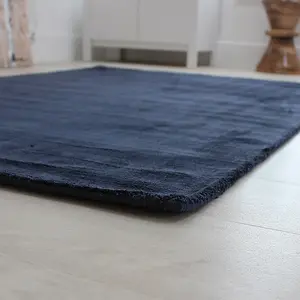 Blue Handmade , Luxurious , Modern , Plain Easy to Clean Viscose Rug for Living Room, Bedroom - 200cm X 290cm