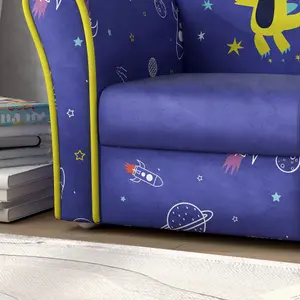 AIYAPLAY Kids Sofa Chair with Planet Dinosaur Design for Bedroom, Playroom, Blue