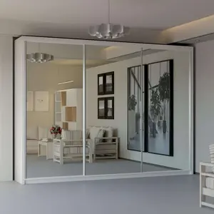 Double Mirror Sliding Door Wardrobe comes in Width 90cm/100cm/120cm/150cm/203cm/250cm(White - 250cm)