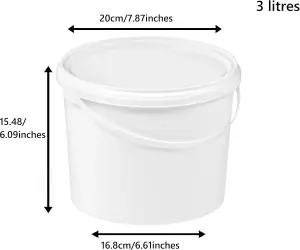 Plastic Buckets Tubs White Transparent Tamper Evident Lids  100 buckets 3L