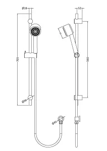 Current Round Bar Valve & Linear Slide Rail Kit Shower Set - Chrome - Balterley