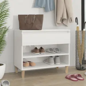 Shoe Cabinet High Gloss White 70x36x60 cm Engineered Wood