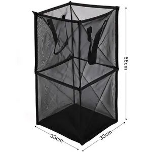 3x Foldable Mesh Washing Basket Bag Laundry Storage Collapsible Boxes