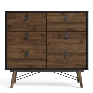 Ry Double chest of drawers 6 drawers in Matt Black Walnut