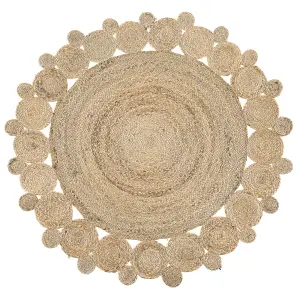 Round Jute Area Rug 120 cm Beige GOLGEN