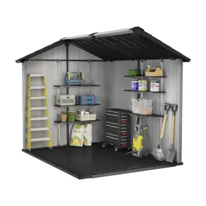 Keter Oakland 9x7 ft Apex Grey Plastic 2 door Shed with floor & 1 window