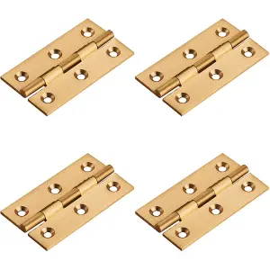 4 PACK - PAIR Cabinet Hinge - 64 x 35mm Self Colour Cupboard Wardrobe Vanity Unit Fixings