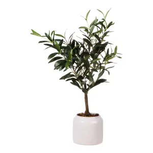 58cm Olive Artificial plant in Cream Speckled Ceramic Pot