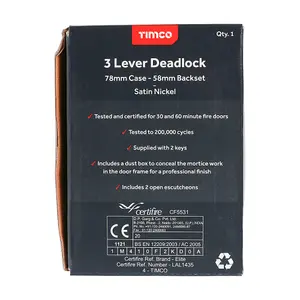 TIMCO 3 Lever Deadlock Satin Nickel - 78mm