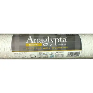 2 x Anaglypta Woodchip White Textured Paste The Wall Wallpaper