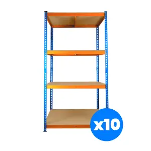 10 Bays of 4 Tier Extra Heavy Duty Storage Racking 1800h x 900w x 600d mm 300kg