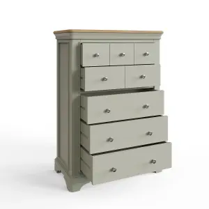 8 Drawer Chest Of Drawers Solid Painted Oak Sage Green Ready Assembled