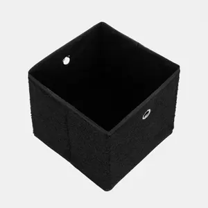 OHS Boucle Cube Folding Space Saving Storage Boxes, Black - 4 Pack