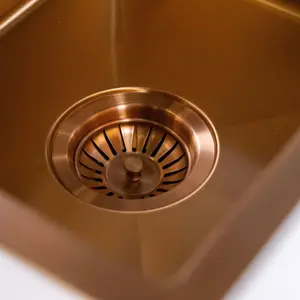 Mockeln - 1.5 Bowl Stainless Steel Kitchen Sink - Inset or Undermounted - Copper Finish - 670mm x 440mm x 200mm