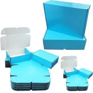 10 x Shiny Light Blue (7" x 5.5" x 2") Coloured Cardboard Postal Shipping Mailing Die Cut Boxes