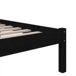 Berkfield Bed Frame Black Solid Wood 120x190 cm Small Double