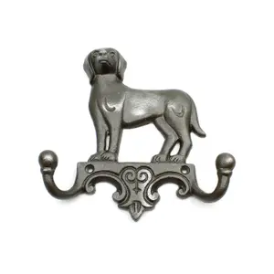 Oakcrafts - Antique Cast Iron Dog Design Twin Coat Hook