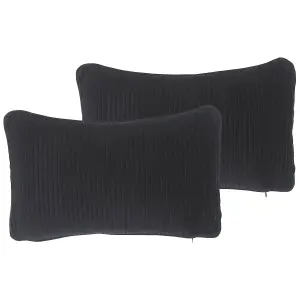 Set of 2 Cushions GUDARI Boucle 30 x 50 cm Solid Black