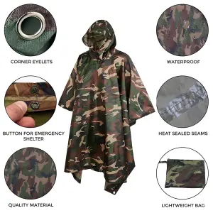 Waterproof Hooded Rain Poncho Bicycle Cover for Hiking, Fishing & Outdoor Use