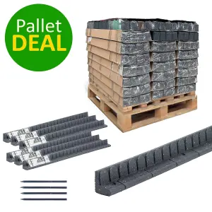 120pcs Grey Mower Edge Lawn Edging Rubber Garden Border - Half Pallet