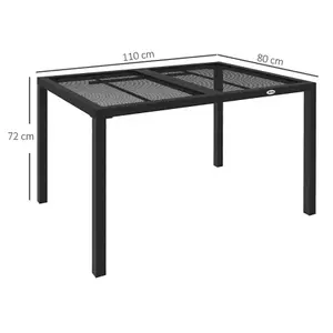 Four Seater Steel Garden Table with Wired Top