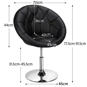 Yaheetech Black Upholstered Height Adjustable Swivel Chair