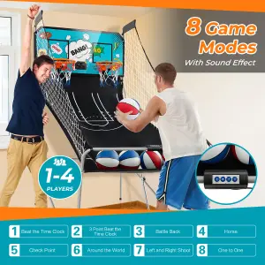 Costway 8 IN 1 Basketball Arcade Game Indoor Sport Basketball Arcade Shootout Scoreboard