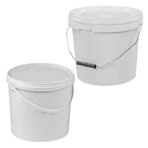 5 x Strong Heavy Duty 25L White Multi-Purpose Plastic Storage Buckets With Lid & Handle