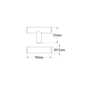 GoodHome Annatto Satin Nickel effect Kitchen cabinets T-shaped Pull handle (L)5cm (D)32mm, Pack of 2